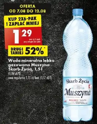Biedronka Skarb Życia, Woda mineralna lekko gazowana Muszyna 1,5l oferta