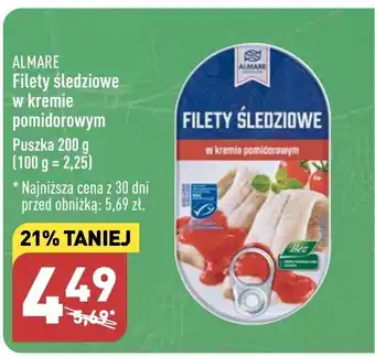 ALDI ALMARE Filety śledziowe w kremie pomidorowym 200g oferta