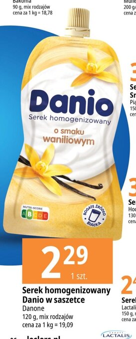 E.Leclerc Serek homogenizowany Danio w saszetce 120 g oferta