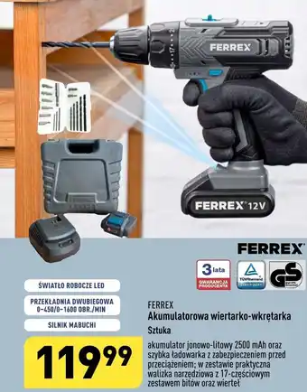 FERREX Akumulatorowa wiertarko-wkrętarka