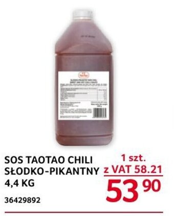 Selgros SOS TAOTAO CHILI SŁODKO-PIKANTNY 4,4 kg oferta
