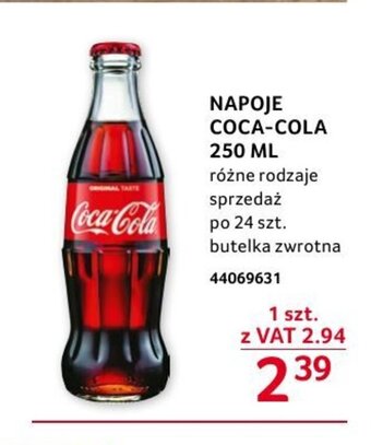 Selgros NAPOJE COCA-COLA 250 ML oferta