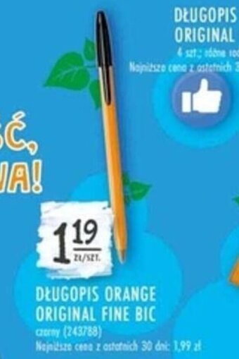 Stokrotka DŁUGOPIS ORANGE ORIGINAL FINE BIC oferta