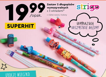 Biedronka Strigo Zestaw 2 długopisów wymazywalnych z 3 wkładami* oferta