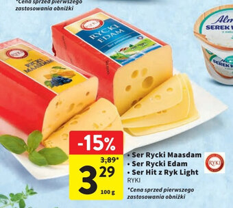 Intermarche Ser Rycki Maasdam/ Ser Rycki Edam/ Ser Hit z Ryk Light 100 g oferta