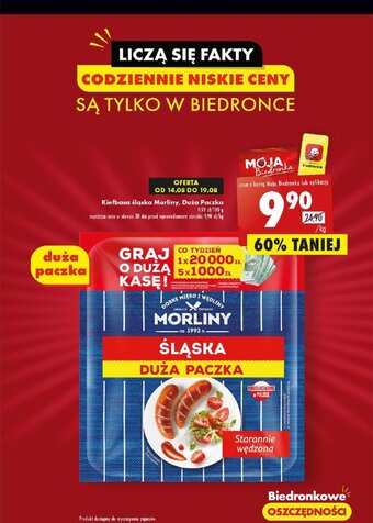 Biedronka Kiełbasa śląska Morliny, Duża Paczka 1 kg oferta