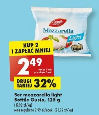 Biedronka Ser mozzarella light Sottile Gusto, 125 g oferta