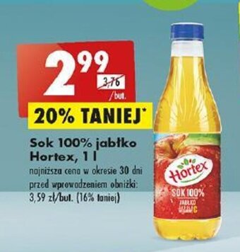 Biedronka Sok 100% jabłko Hortex, 1 l oferta
