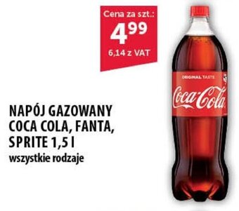 Eurocash NAPÓJ GAZOWANY COCA COLA, FANTA, SPRITE 1,5l oferta