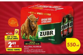 Biedronka Piwo Żubr, 12x550 ml oferta