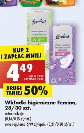 Biedronka Wkładki higieniczne Femina, 28/30 szt. oferta
