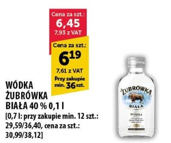 Eurocash WÓDKA ŻUBRÓWKA BIAŁA 40 % 0,1l oferta