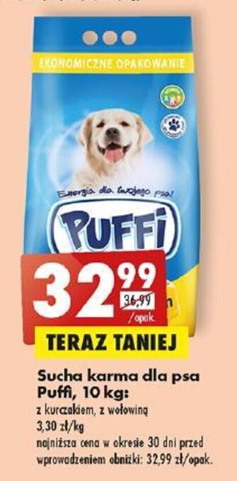 Biedronka Sucha karma dla psa Puffi, 10 kg: oferta