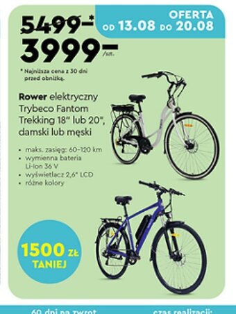 Rower elektryczny Trybeco Fantom Trekking 18" lub 20", damski lub męski