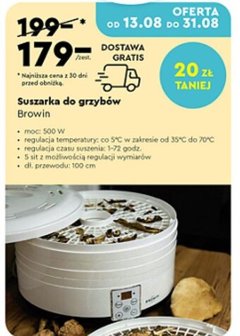 Biedronka Suszarka do grzybów Browin oferta