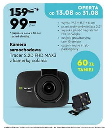 Biedronka Kamera samochodowa Tracer 2.2D FHD MAX3 oferta