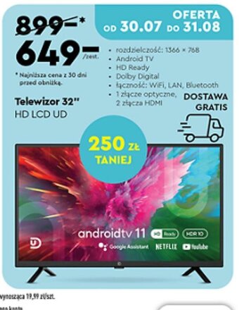Biedronka Telewizor 32" HD LCD UD oferta