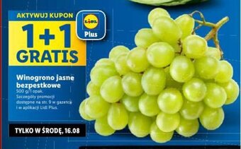 Lidl Winogrono jasne bezpestkowe 500 g 1+1 GRATIS oferta