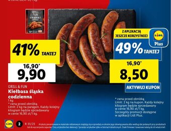 Lidl Kiełbasa śląska codzienna 1 kg oferta