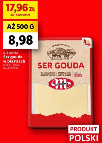 Lidl Ser gouda w plastrach 500 g oferta