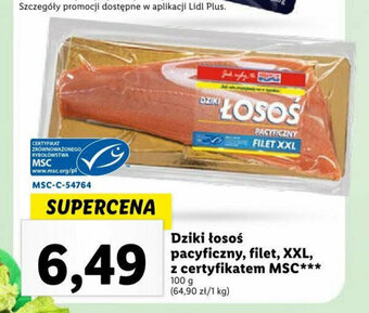 Lidl Dziki łosoś pacyficzny, filet, XXL, z certyfikatem MSC*** 100 g oferta