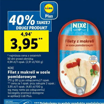 Lidl Filet z makreli w sosie pomidorowym 170 g oferta