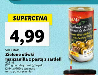 Lidl Zielone oliwki manzanilla z pastą z sardeli 425 ml oferta