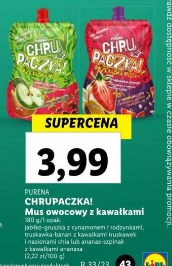 Lidl CHRUPACZKA! Mus owocowy z kawałkami 180 g oferta