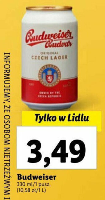 Lidl Budweiser 330 ml oferta