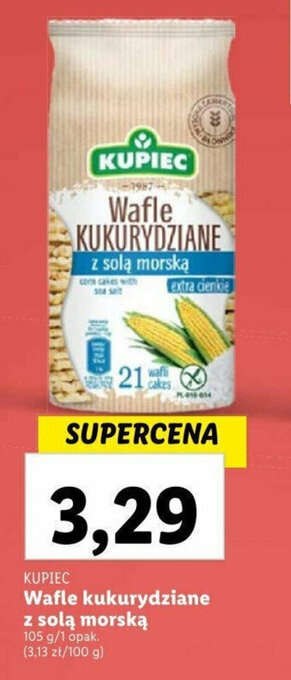 Lidl Wafle kukurydziane z solą morską 105 g oferta
