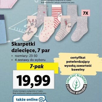 Lidl Skarpetki dziecięce, 7 par oferta