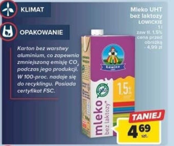 Carrefour Łowickie Mleko UHT bez laktozy 1l oferta