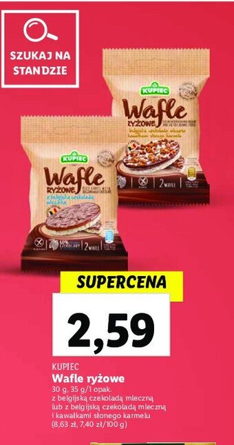 Lidl Wafle ryżowe z belgijską czekoladą mleczną z kawałkami słonego karmelu oferta