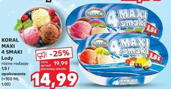 Kaufland KORAL MAXI 4 SMAKI Lody 1,5 l oferta