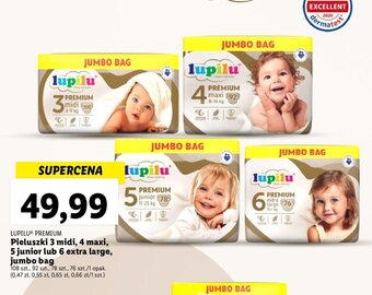 Lidl Pieluszki 3 midi, 4 maxi, 5 junior lub 6 extra large, jumbo bag oferta