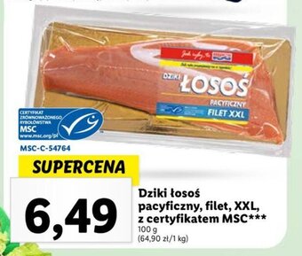 Lidl Dziki łosoś pacyficzny, filet, XXL, z certyfikatem MSC*** 100 g oferta
