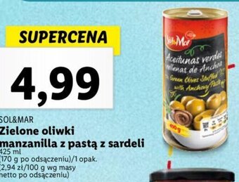 Lidl Zielone oliwki manzanilla z pastą z sardeli 425 ml oferta