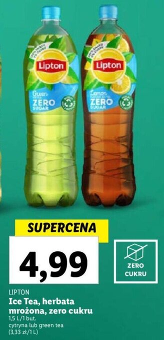 Lidl Ice Tea, herbata mrożona, zero cukru 1,5 L oferta