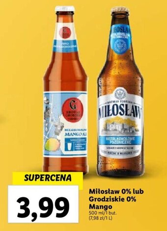 Lidl Miłosław 0% lub Grodziskie 0% Mango 500 ml oferta