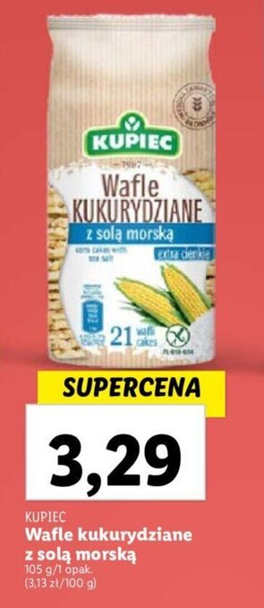 Lidl Wafle kukurydziane z solą morską 105 g oferta