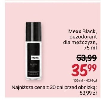Rossmann Mexx Black, dezodorant dla mężczyzn, 75 ml oferta