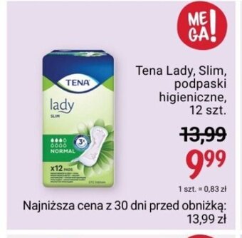 Tena Lady, Slim, podpaski higieniczne, 12 szt.