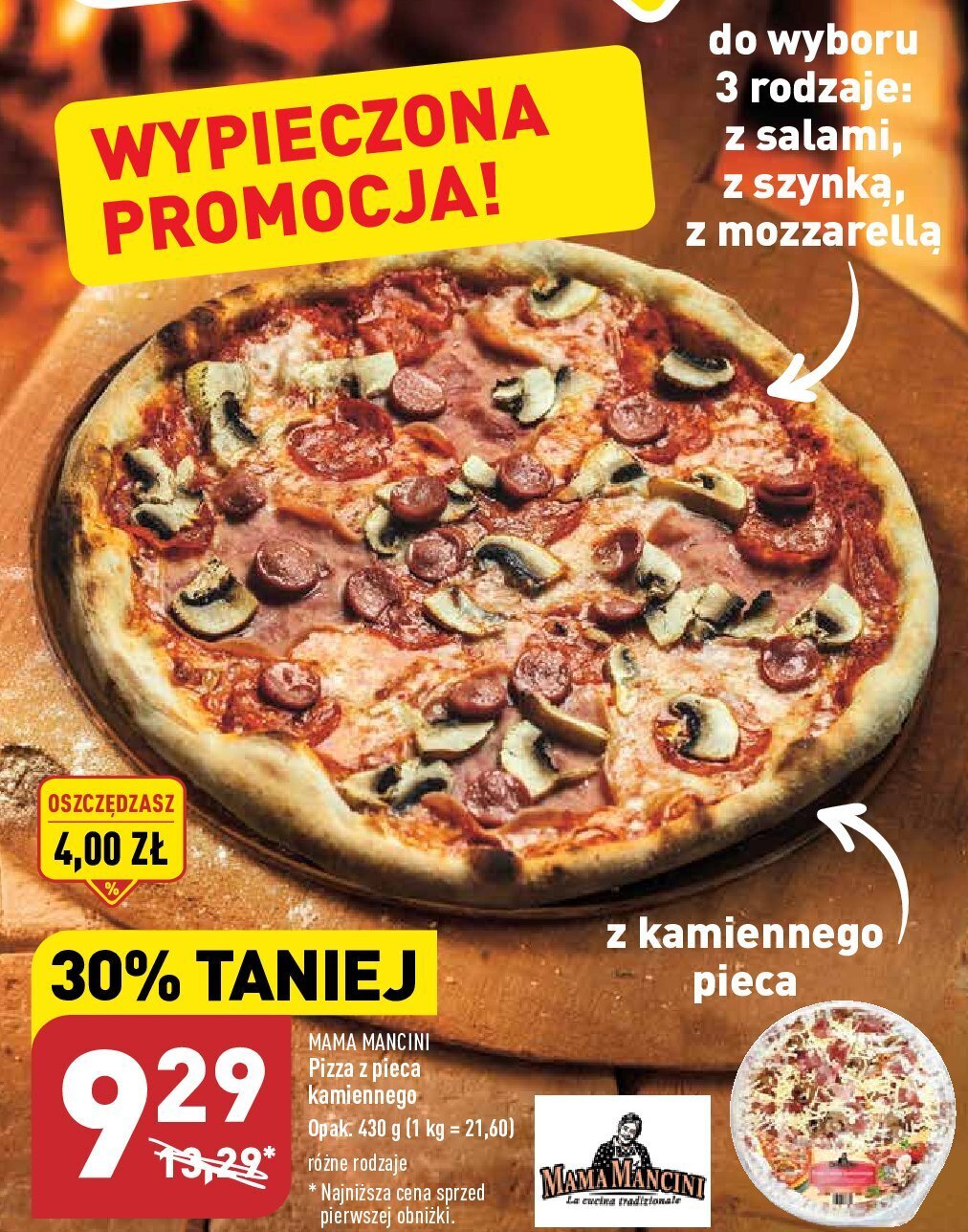 Pizza z szynką i serem - Donatello - 600 g