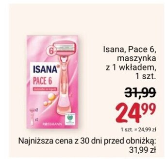 Rossmann Isana, Pace 6, maszynka z 1 wkładem, 1 szt. oferta