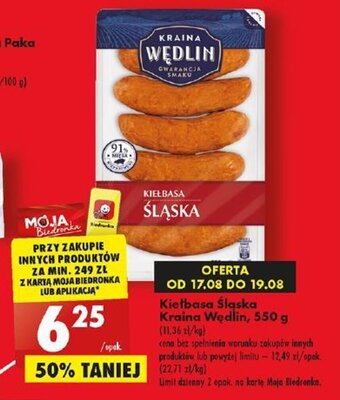 Biedronka Kiełbasa Śląska Kraina Wędlin, 550 g oferta