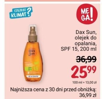 Rossmann Dax Sun, olejek do opalania, SPF 15, 200 ml oferta
