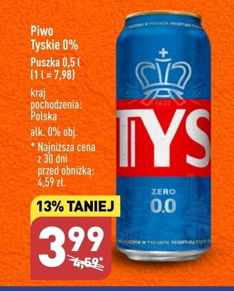 ALDI Piwo Tyskie 0% 0,5 l oferta
