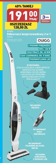 ALDI Odkurzacz bezprzewodowy 2 w 1 Sztuka oferta