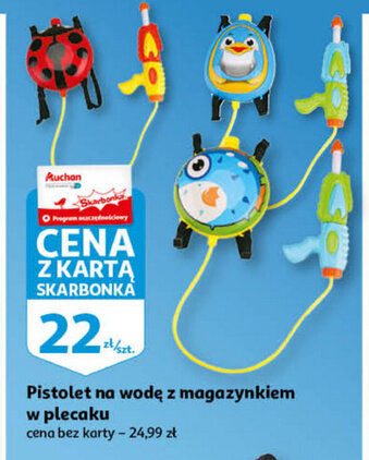 Auchan Pistolet na wodę z magazynkiem w plecaku oferta