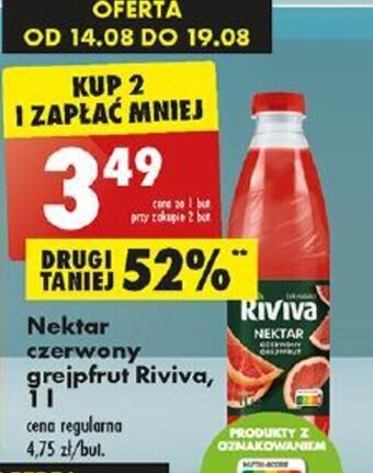 Biedronka Nektar czerwony grejpfrut Riviva, 1l oferta